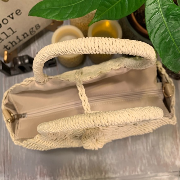 Round straw crossbody tote bag - Picture 5 of 8